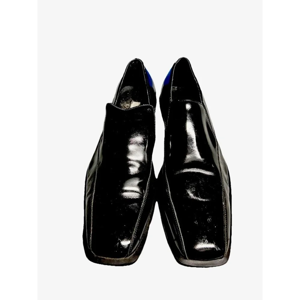 Joseph & Feiss International Mens Black Patent Leather Square Toe Loafers Formal